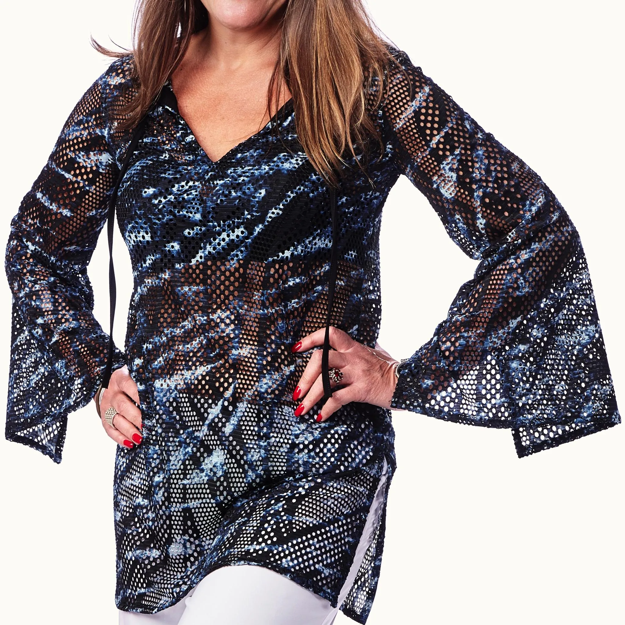 V-Neck Mesh Top