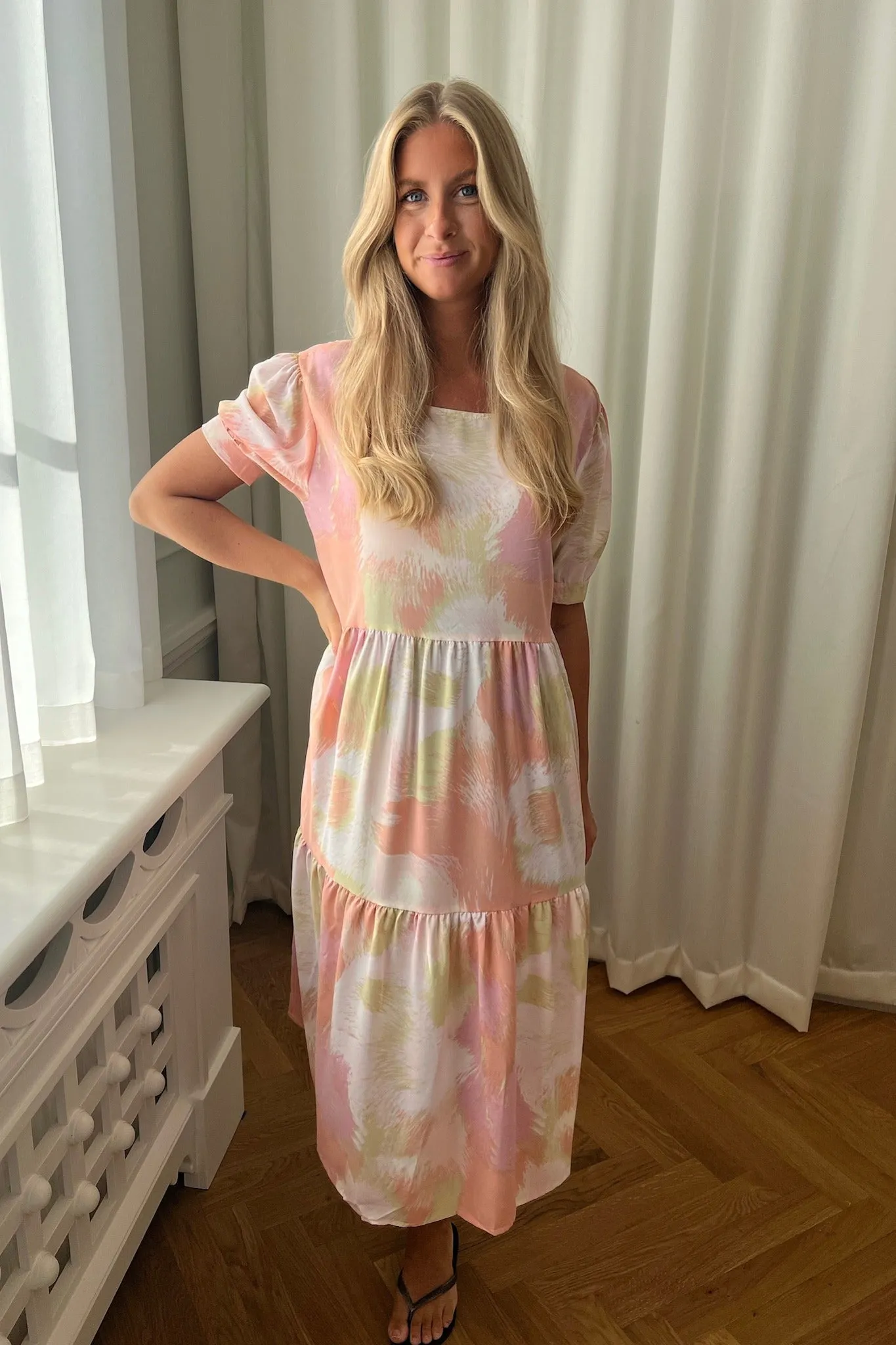 VilmaIC Lang Kjole - Pink Orange