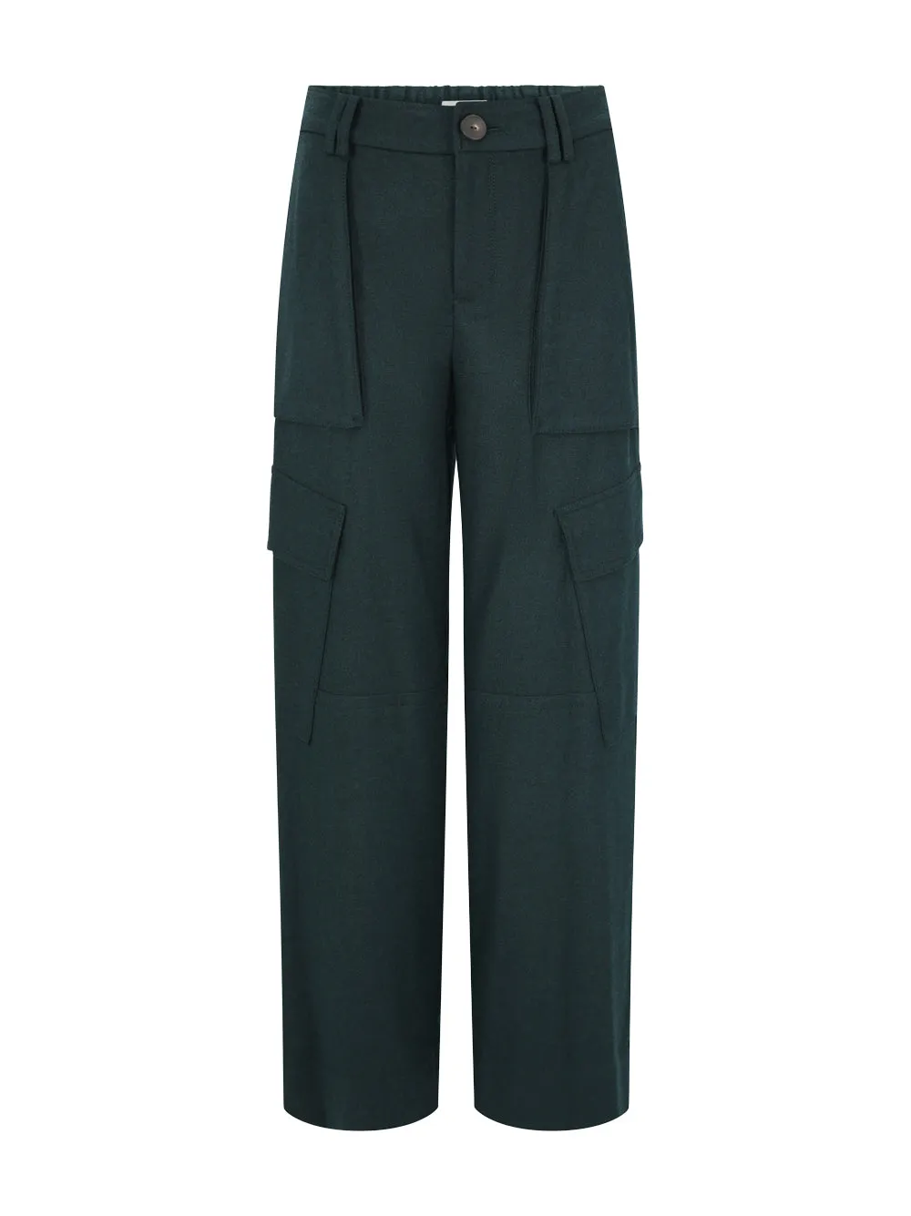 Vince Flannel Wide Leg Cargo Pant in Sea Onyx
