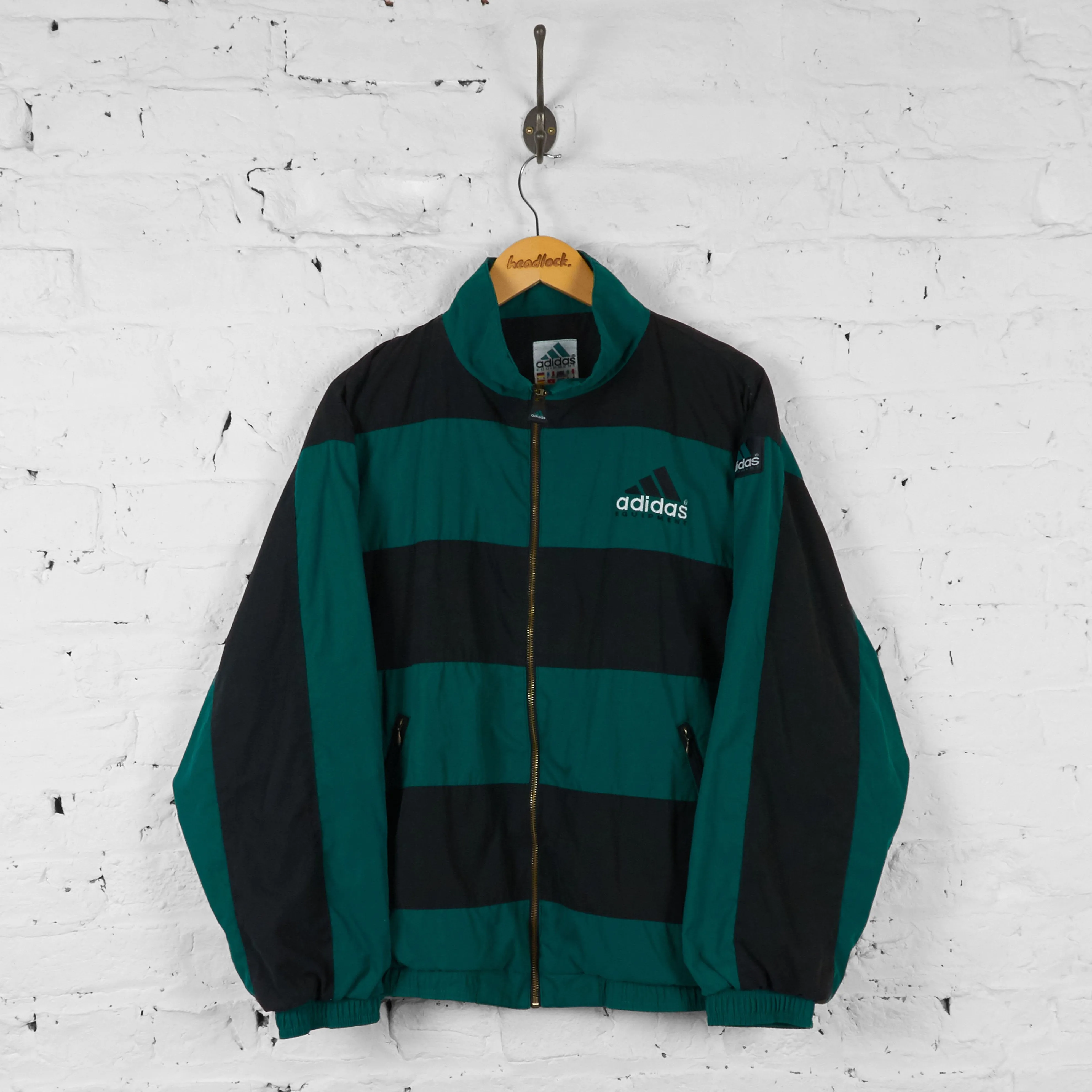 Vintage Adidas Equipment Windbreaker Jacket - Green/Black - M