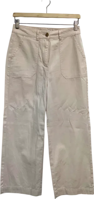 Warehouse Beige Wide Leg Trousers UK 8