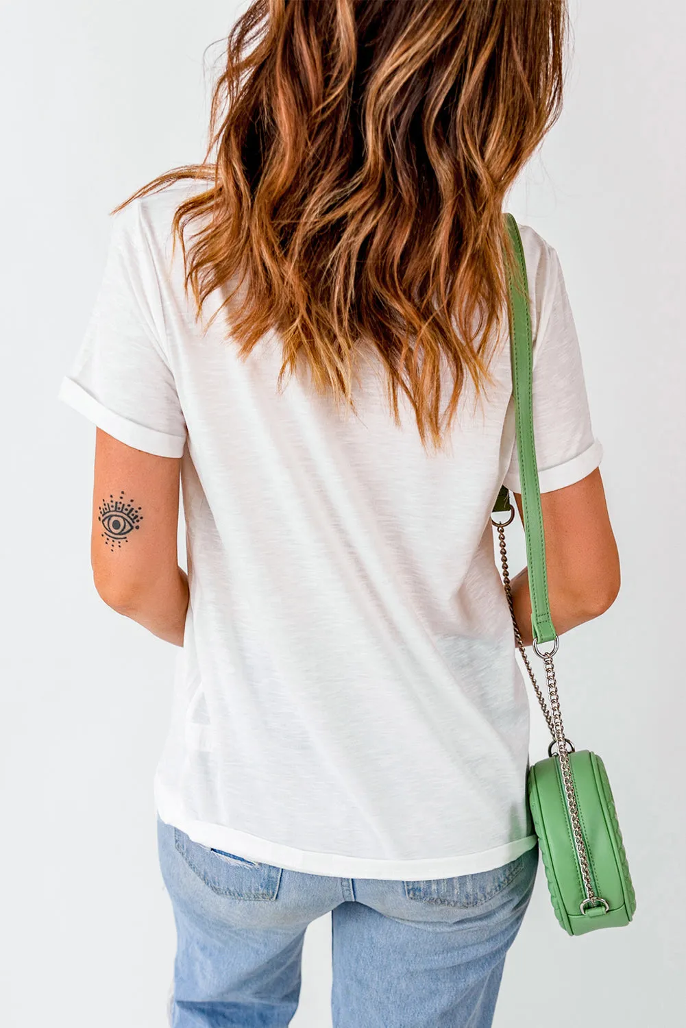 White Crawfish Bow Printed Summer T Shirt