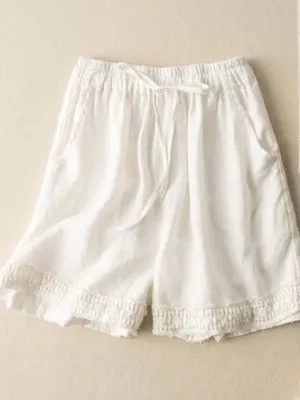 White Lace Detailed Shorts