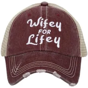 Wife hat | Wifey for lifey | Happy Wife Happy Life | Wifey | Aint no wifey | Embroidered distressed trucker cap | Personalize with wedding dates and names