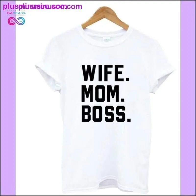 WIFE MOM BOSS Letters Print Women Tshirt Cotton Casual Funny