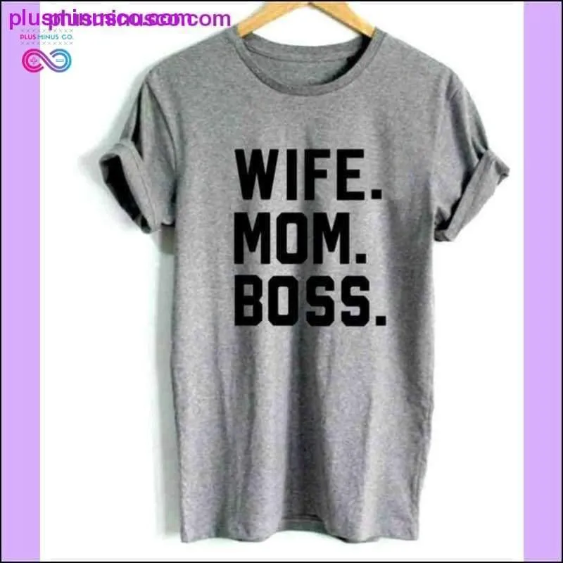 WIFE MOM BOSS Letters Print Women Tshirt Cotton Casual Funny