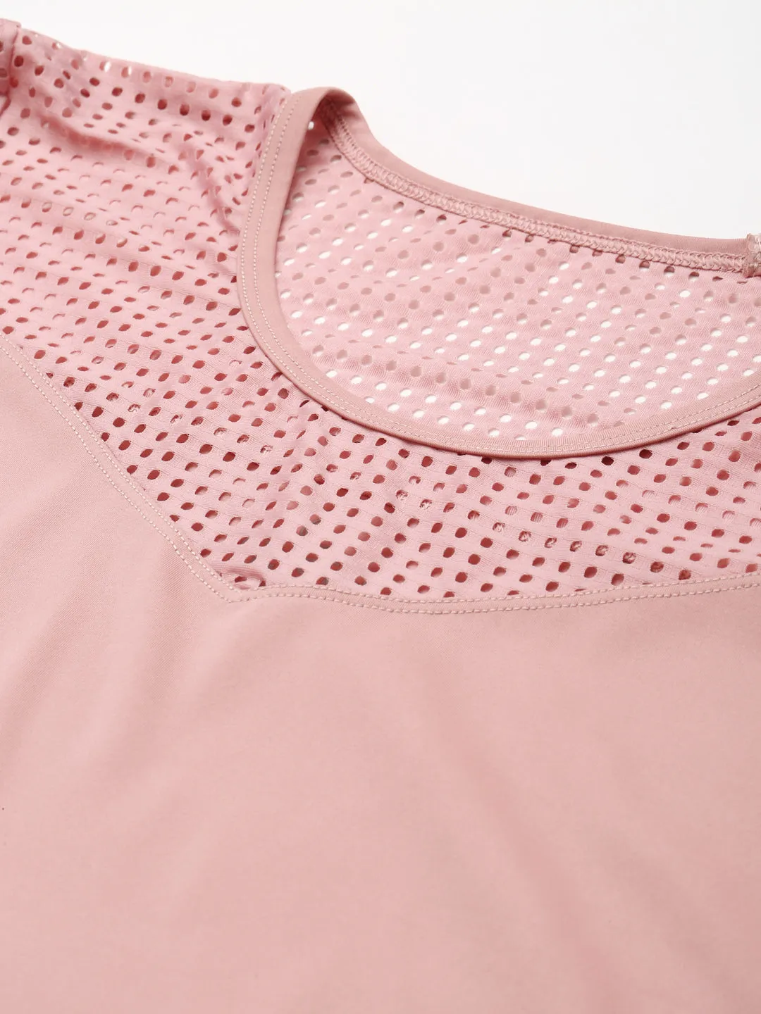 Women Active Pink Training Mesh Panel Top