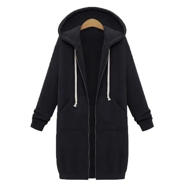 Women Hoodie Long Sleeve Hoodie Sweatshirts Coat Casual Pockets Zipper Solid Tops