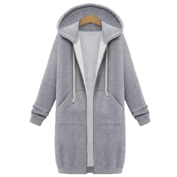 Women Hoodie Long Sleeve Hoodie Sweatshirts Coat Casual Pockets Zipper Solid Tops