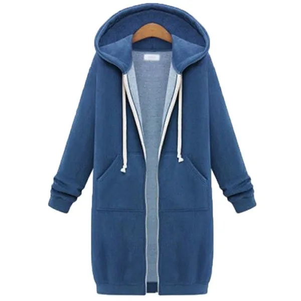 Women Hoodie Long Sleeve Hoodie Sweatshirts Coat Casual Pockets Zipper Solid Tops