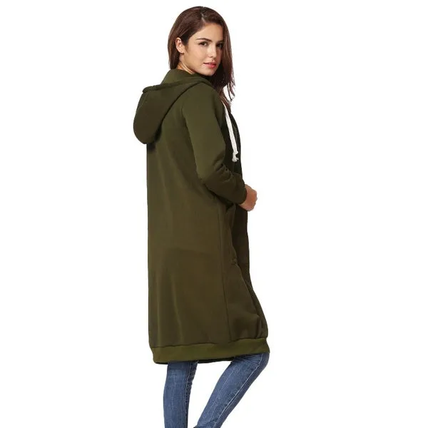 Women Hoodie Long Sleeve Hoodie Sweatshirts Coat Casual Pockets Zipper Solid Tops