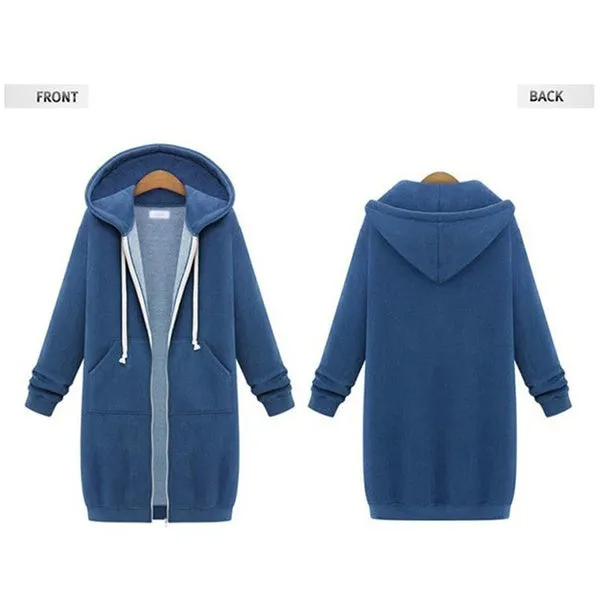 Women Hoodie Long Sleeve Hoodie Sweatshirts Coat Casual Pockets Zipper Solid Tops