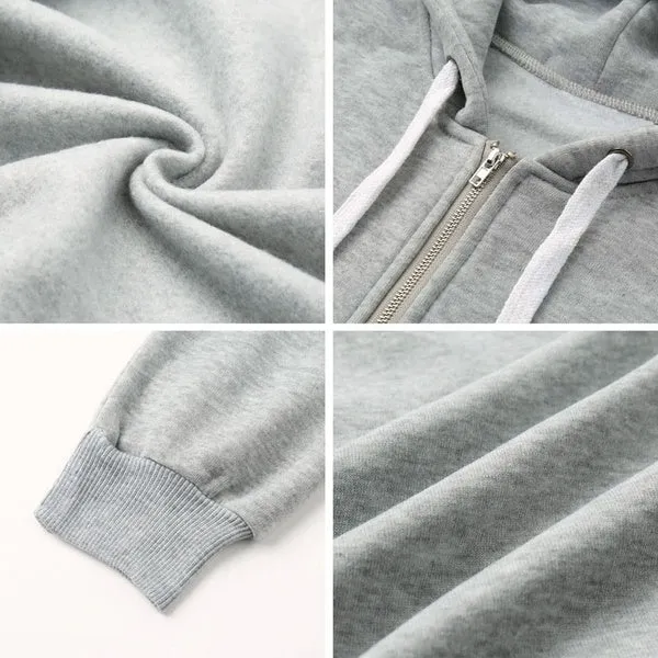 Women Hoodie Long Sleeve Hoodie Sweatshirts Coat Casual Pockets Zipper Solid Tops