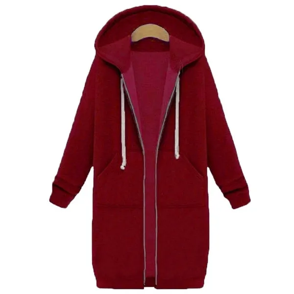Women Hoodie Long Sleeve Hoodie Sweatshirts Coat Casual Pockets Zipper Solid Tops