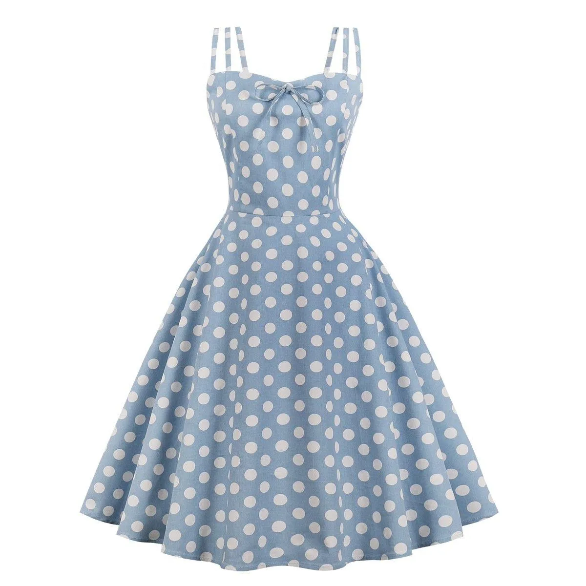 Women Summer Sphagetti Straps Dot Print Dresses