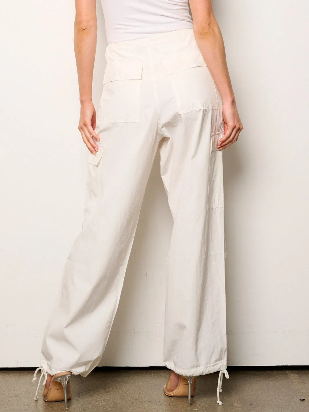 WOMEN'S BUTTON CLOSURE CARGO POCKETS JOGGERS PANTS