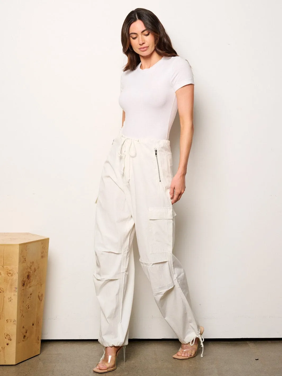 WOMEN'S BUTTON CLOSURE CARGO POCKETS JOGGERS PANTS