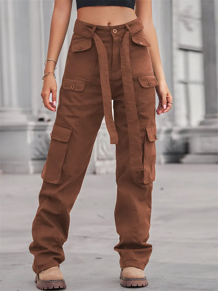 Women's Cool Washed Multi Pockets Cargo Pants