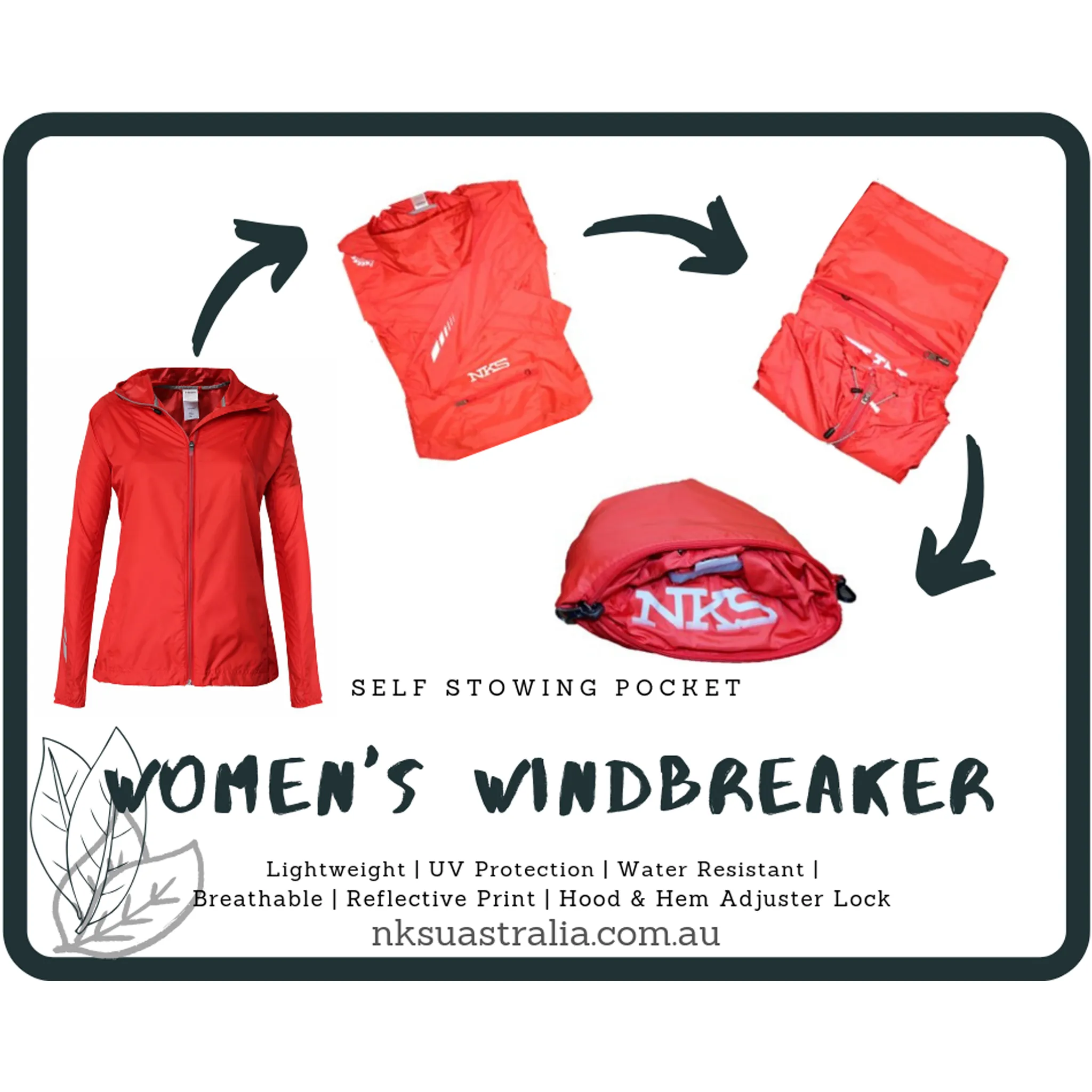 Women's Lightweight UV Protection Water Resistant Windbreaker