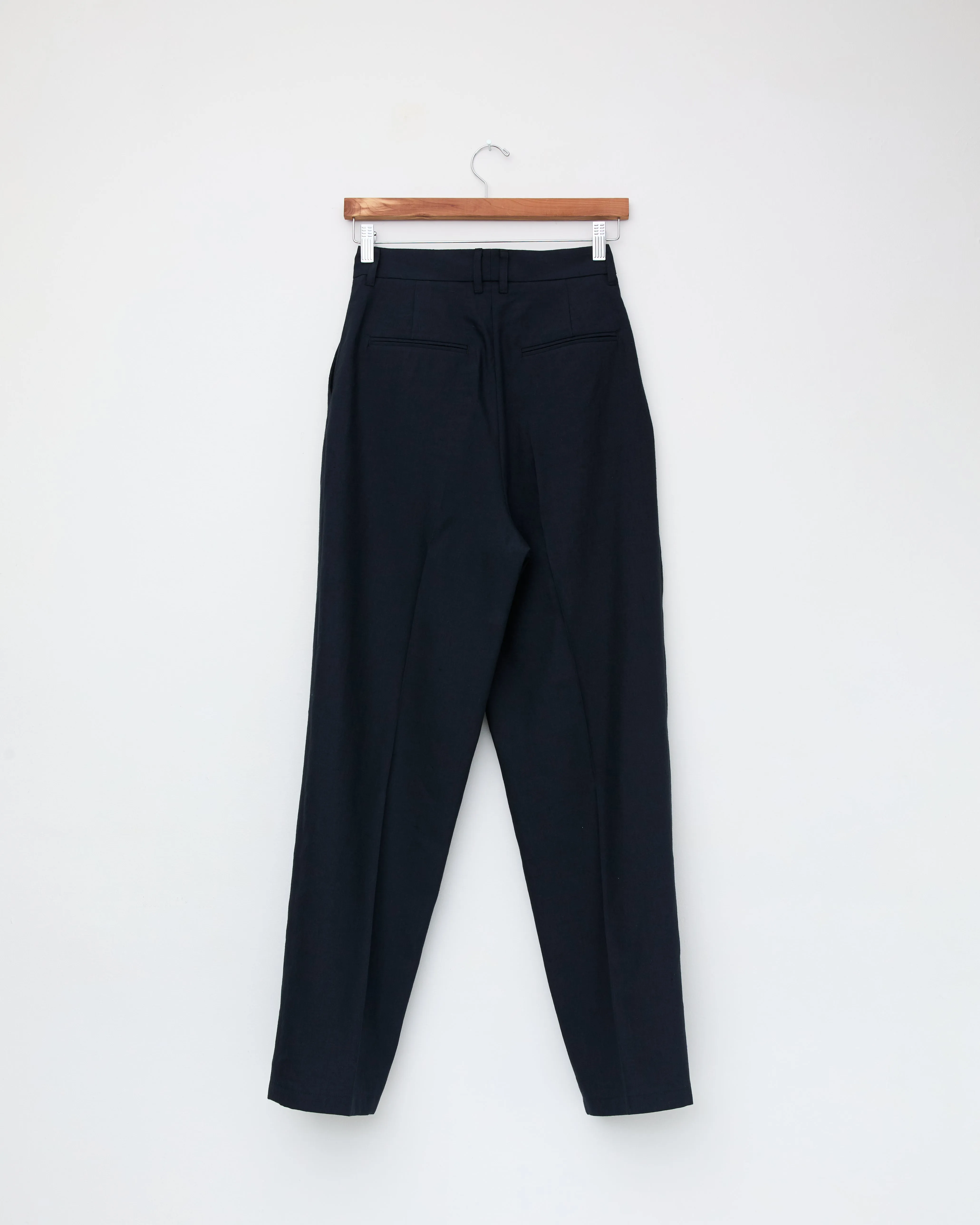 Wool Linen Slacks, Navy