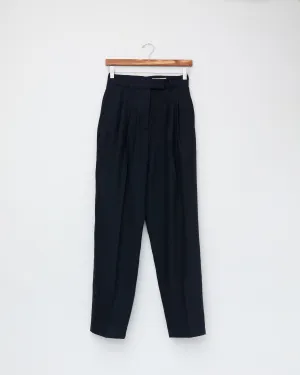Wool Linen Slacks, Navy